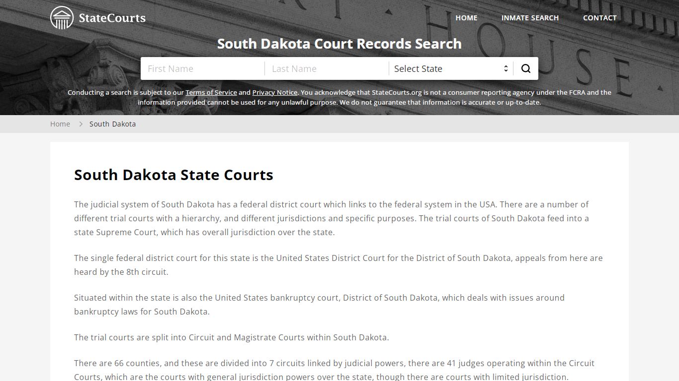 South Dakota Court Records - SD State Courts